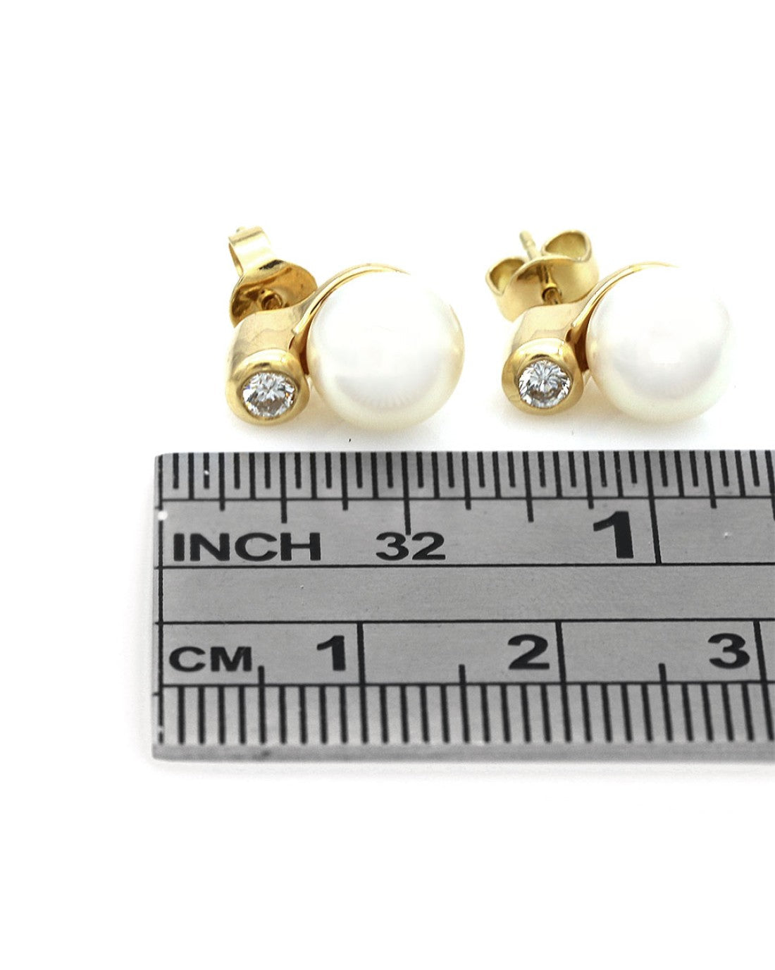 Pearl and Diamond Accent Drop Earrings in Yellow Gold