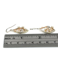 Diamond Scroll Earrings in White and Rose Gold