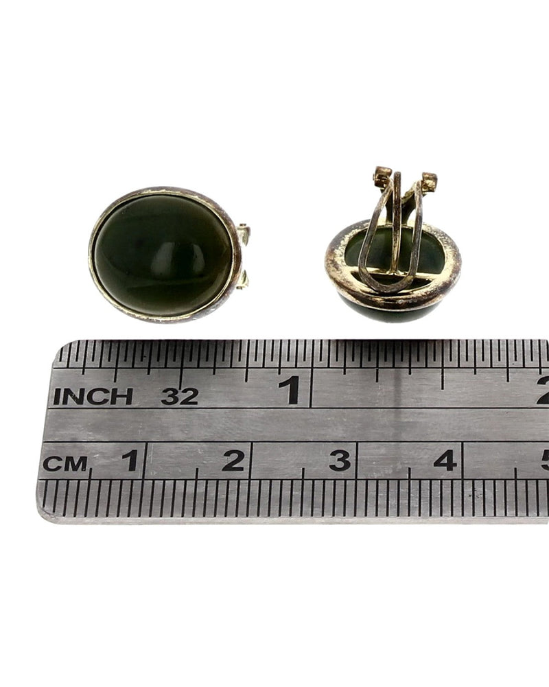 Nephrite Jade Earrings in Sterling Silver