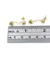 Peridot & Diamond Flower Dangle Earrings in Yellow Gold