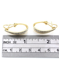 2 Row Tapered, Elongated Diamond Hoops in White and Yellow Gold