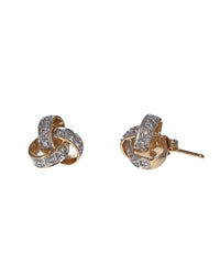 Diamond Knot Stud Earrings in Gold