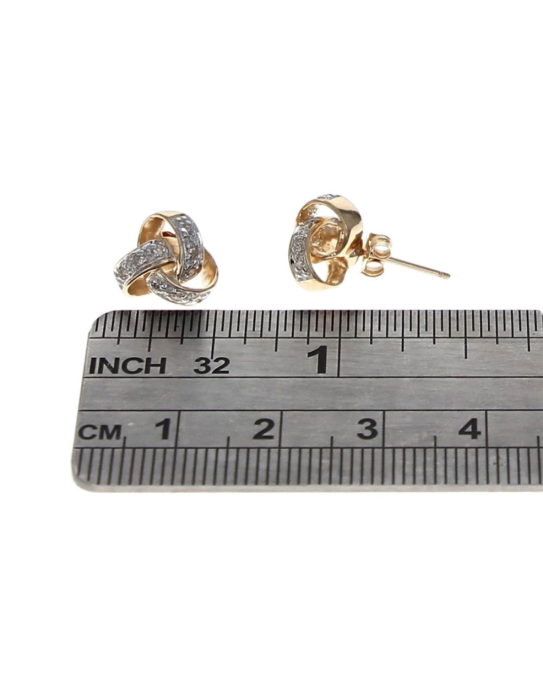 Diamond Knot Stud Earrings in Gold