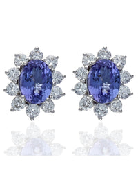 Tanzanite and Diamond Halo Stud Earrings