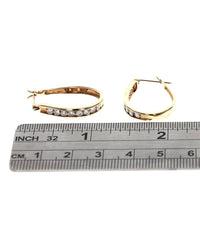 Diamond Elongated Oval Hoop Earrings in Yellow Gold
