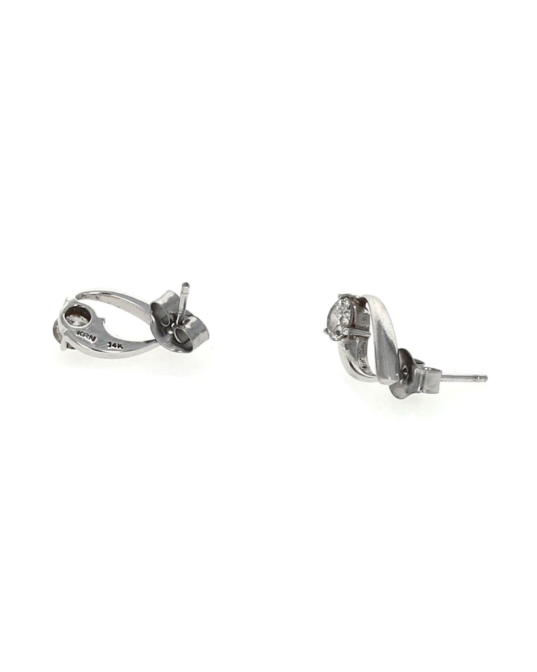 Diamond Open Teardrop Stud Earrings in White Gold