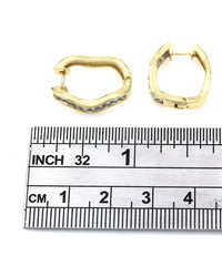 Diamond Wavy Hoop Earrings in Yellow Gold