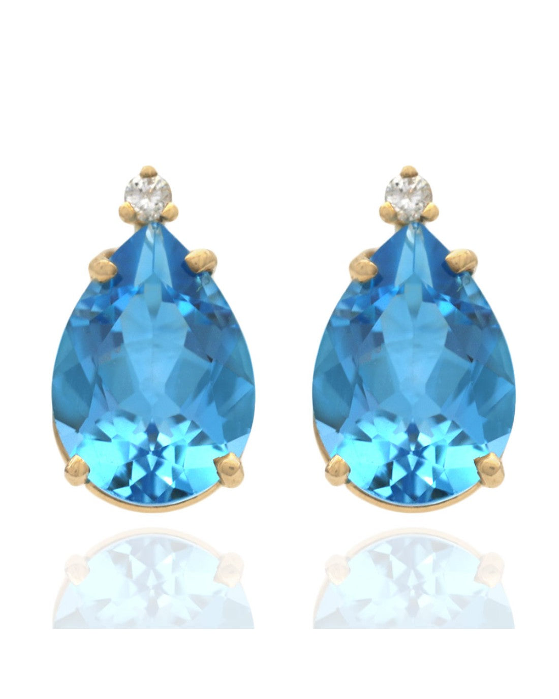 Blue Topaz and Diamond Accent Stud Earrings in Yellow Gold