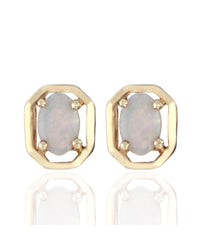 Opal Octagon Framed Stud Earrings in Yellow Gold