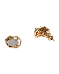 Opal Octagon Framed Stud Earrings in Yellow Gold