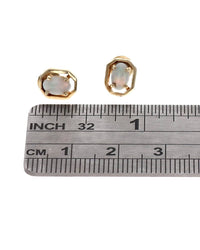 Opal Octagon Framed Stud Earrings in Yellow Gold