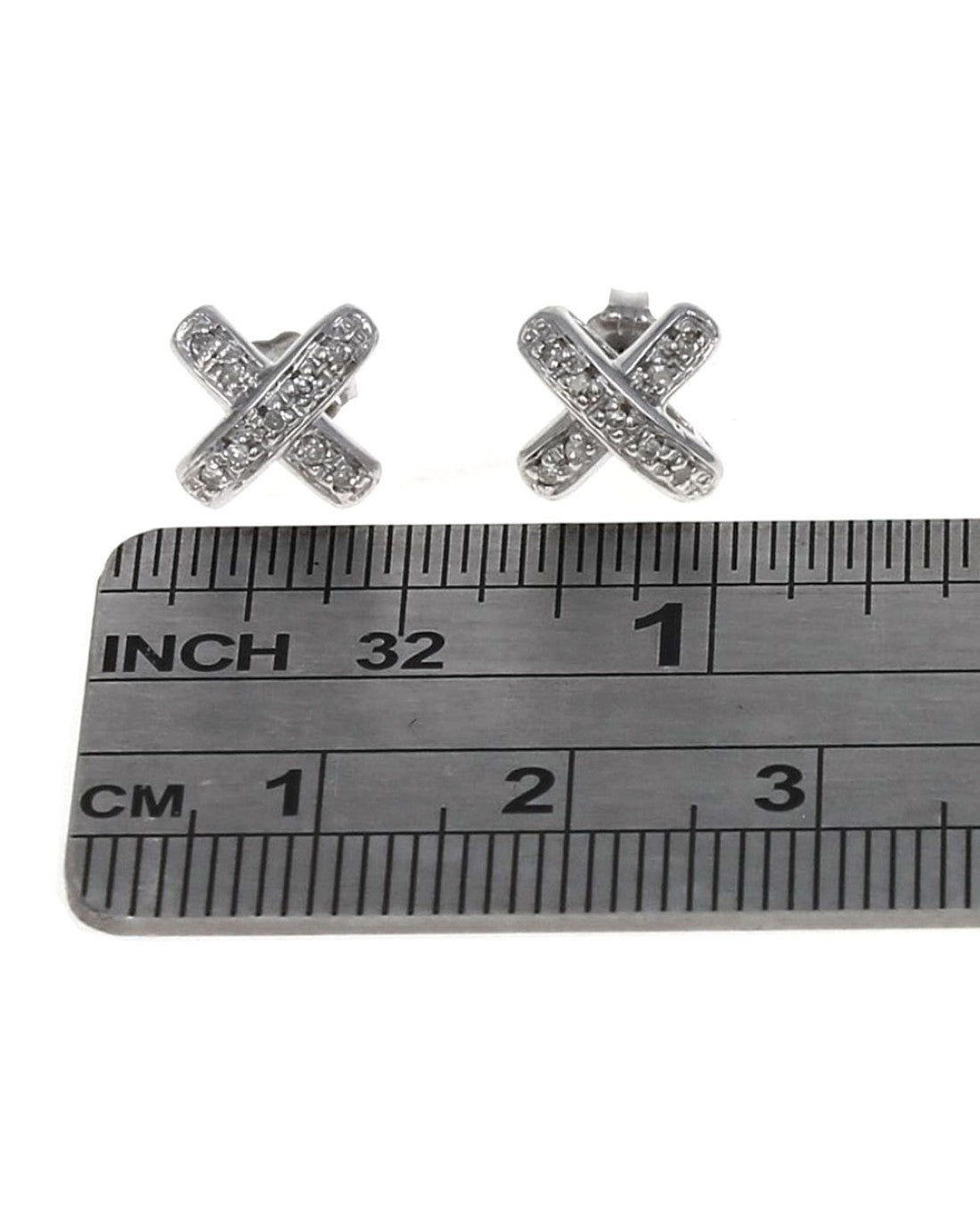 Diamond X Earrings in White Gold