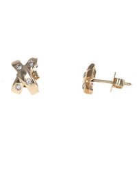 Diamond X Stud Earrings in Yellow Gold