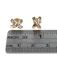 Diamond X Stud Earrings in Yellow Gold