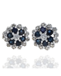 Sapphire and Diamond Halo Stud Earrings