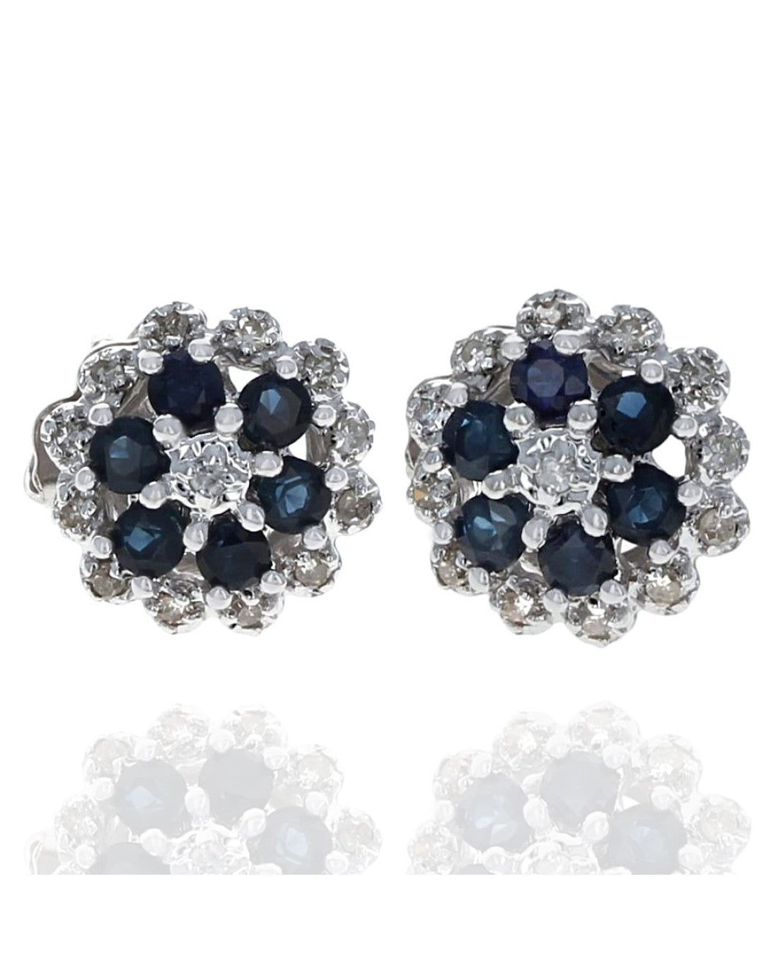 Sapphire and Diamond Halo Stud Earrings