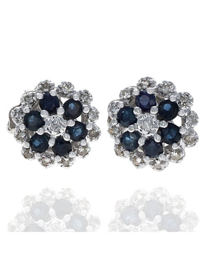 Sapphire and Diamond Halo Stud Earrings