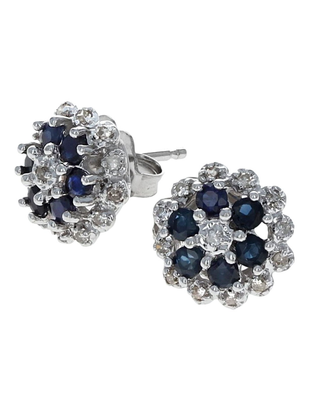 Sapphire and Diamond Halo Stud Earrings