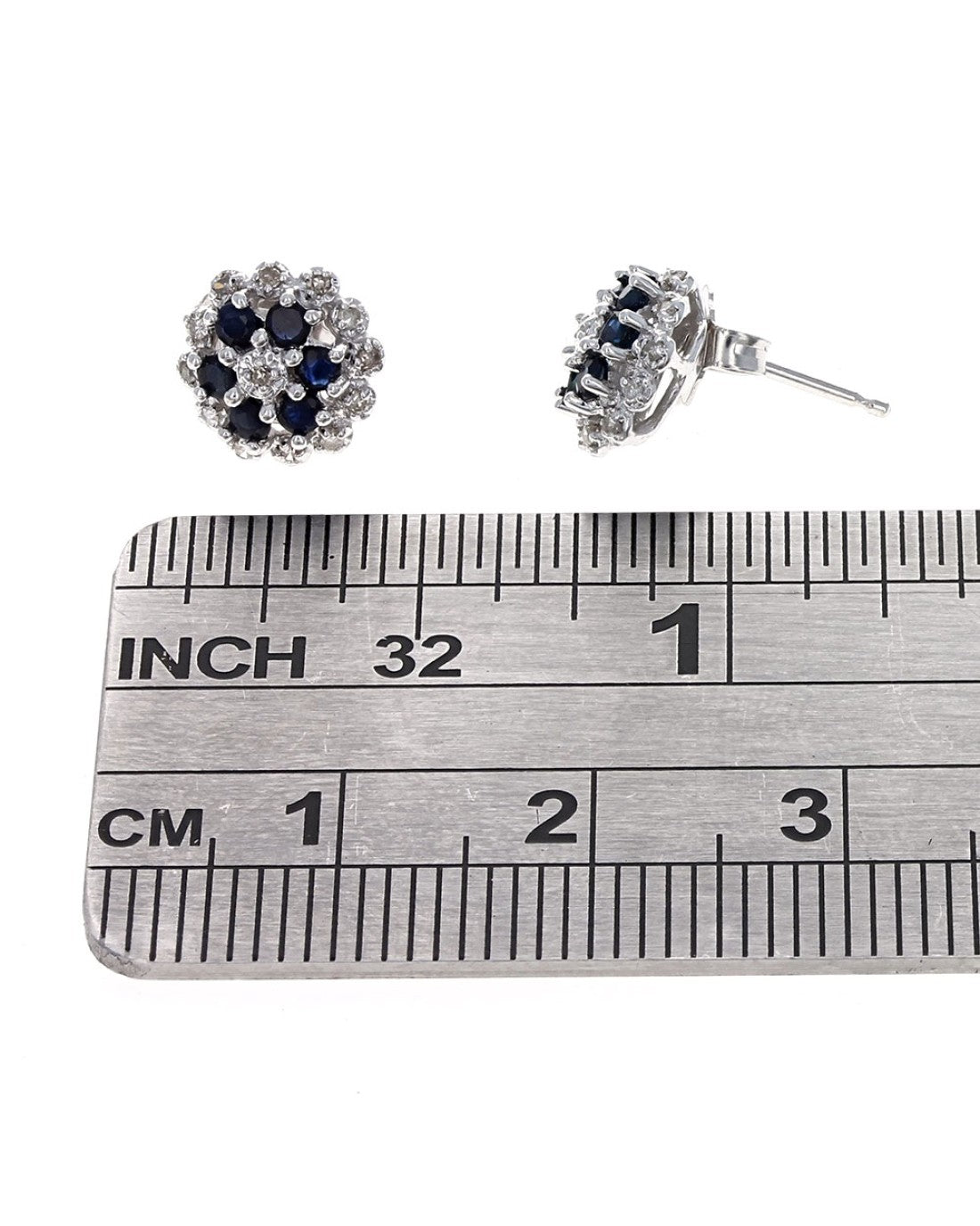 Sapphire and Diamond Halo Stud Earrings