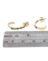 Alternating Emerald and Diamond J Earrings