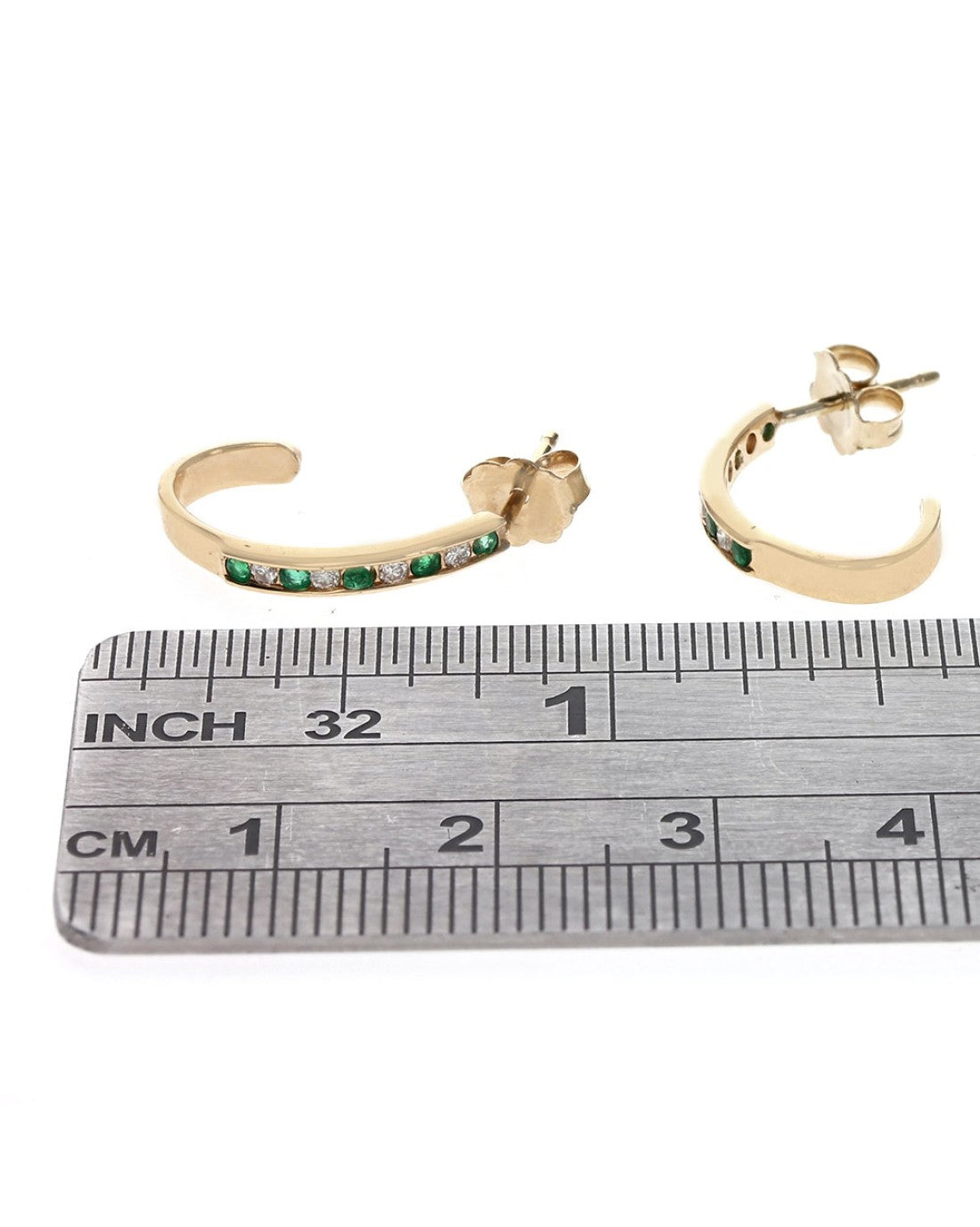 Alternating Emerald and Diamond J Earrings