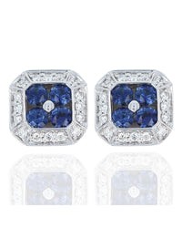 Sapphire and Diamond Halo Earrings