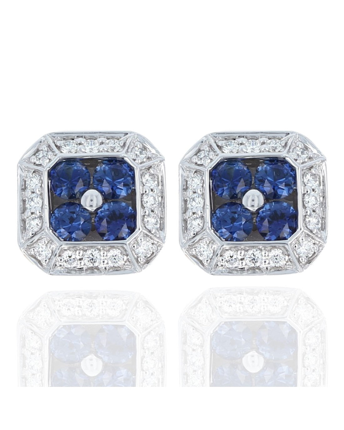 Sapphire and Diamond Halo Earrings