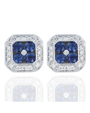 Sapphire and Diamond Halo Earrings