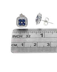 Sapphire and Diamond Halo Earrings