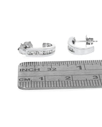 Diamond Curved Earrings in White Gold