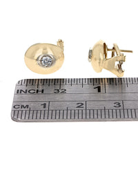 Diamond Oval Stud Earrings in White and Yellow Gold