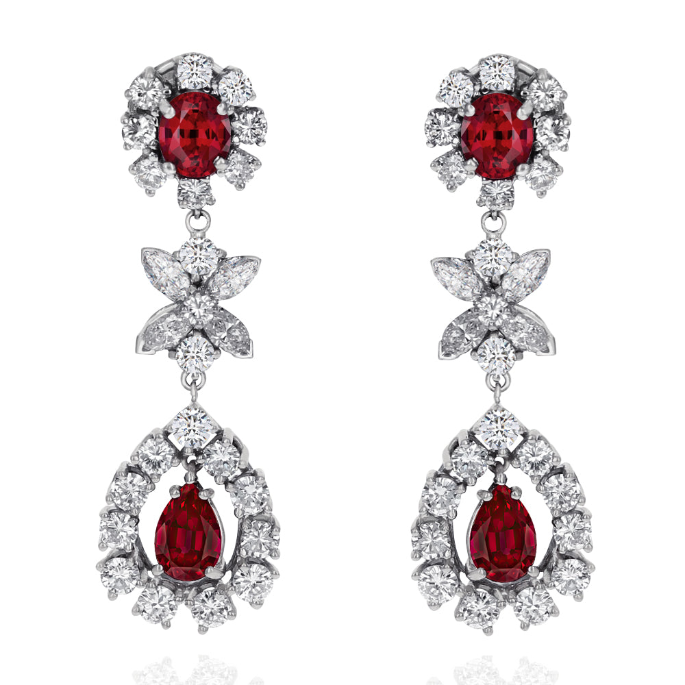 Ruby and Diamond Dangle Earrings