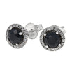 Black Diamond Halo Stud Earrings in White Gold