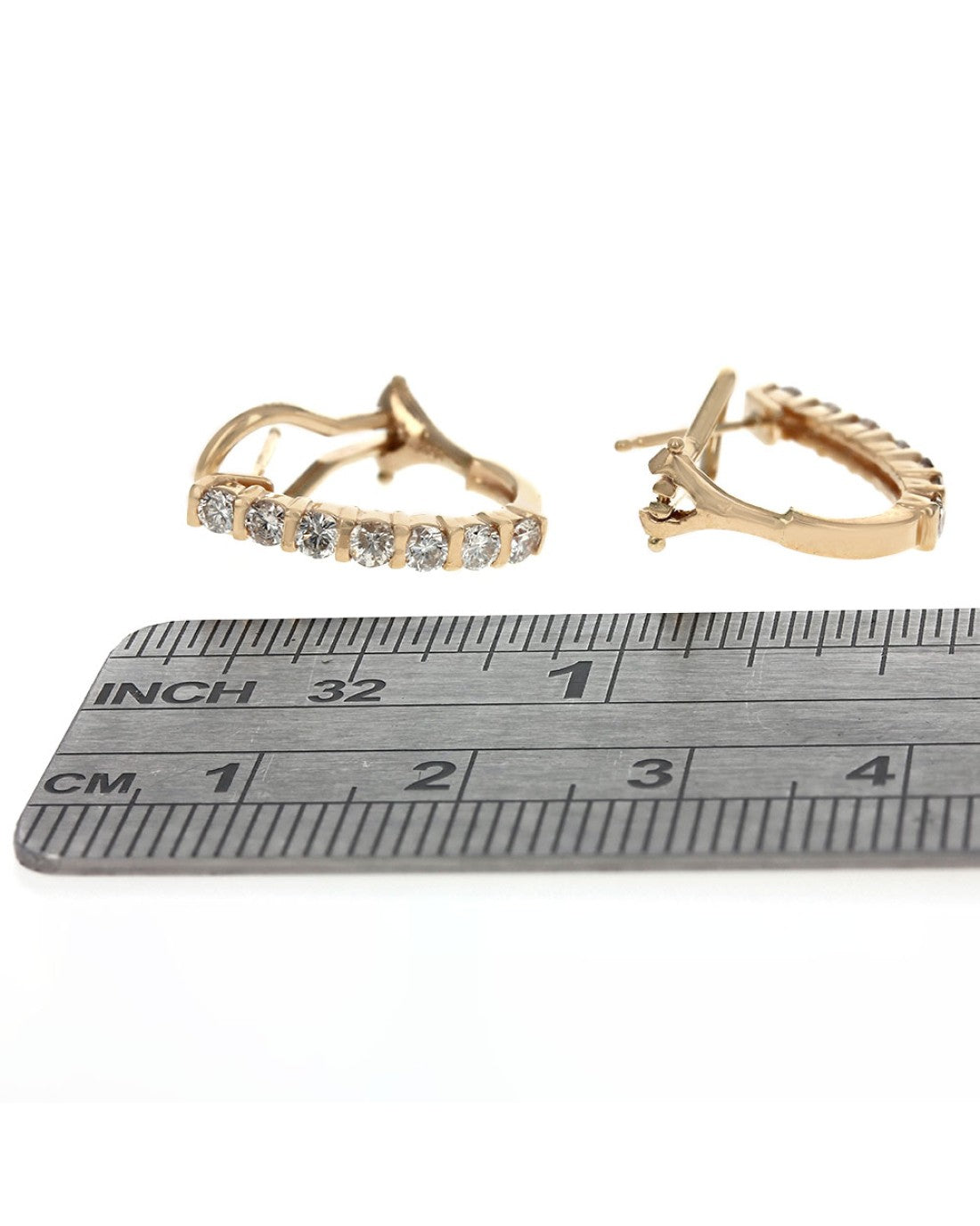 Diamond J Hoop Earrings in Yellow Gold