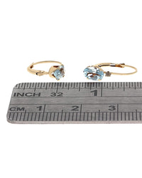 Aquamarine and Diamond Accent Drop Earrings in Yellow Gold