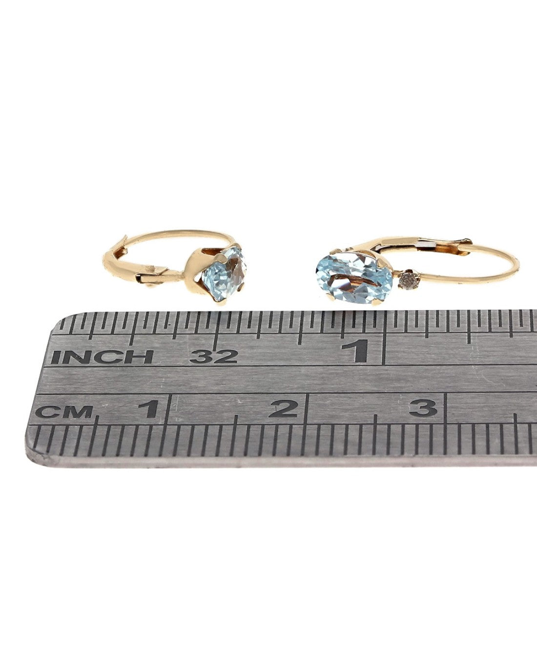 Aquamarine and Diamond Accent Drop Earrings in Yellow Gold