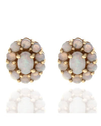 Opal Cluster Stud Earrings in Yellow Gold