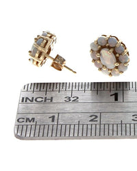 Opal Cluster Stud Earrings in Yellow Gold