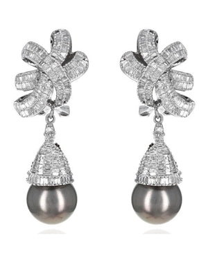 Bronze Tahitian Pearl and Diamond Dangle Earrings