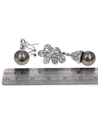 Bronze Tahitian Pearl and Diamond Dangle Earrings