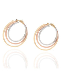 3 Tone Triple Hoop Earrings