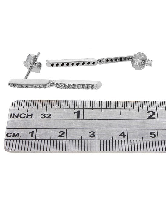 Diamond Double Bar Dangle Earrings