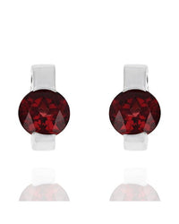 Garnet Stud Set Earrings in Gold