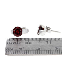 Garnet Stud Set Earrings in Gold