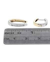 Small Diamond Hoop Earrings in White and Yellow Gold