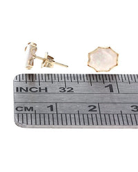 Oval Australian White Opal Stud Earrings in Yellow Gold
