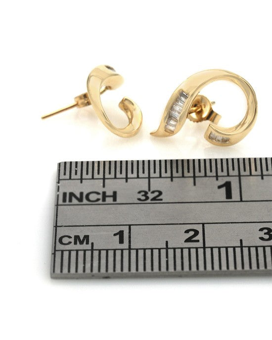 Diamond Swirl Earrings in Yellow Gold