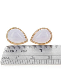 White Jadeite Stud Earrings in Yellow Gold