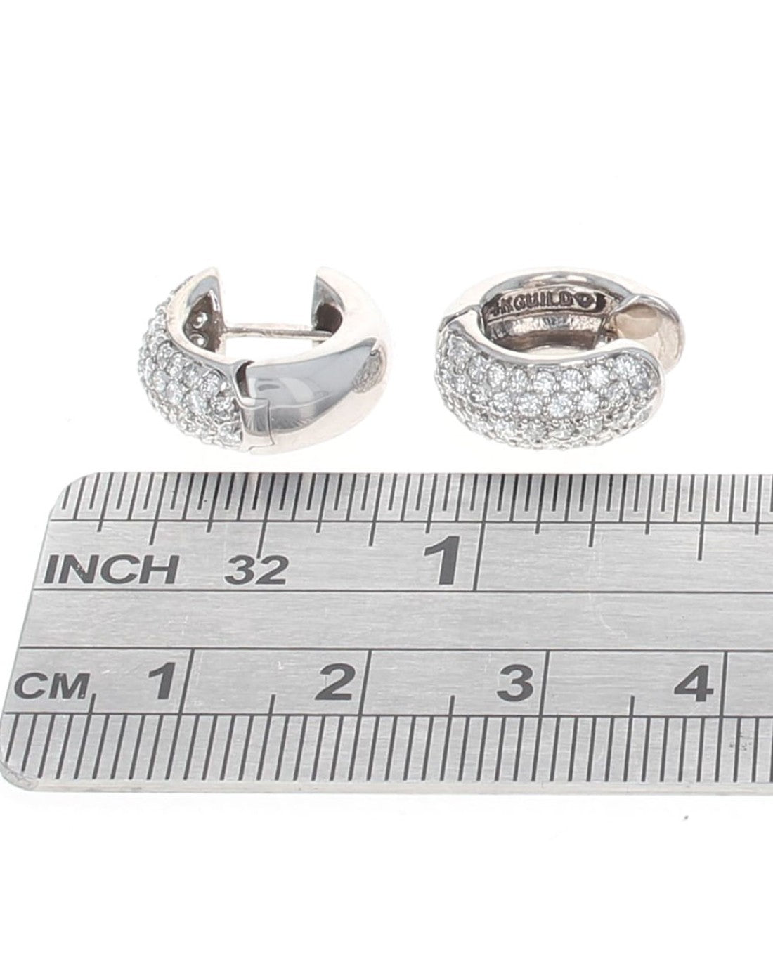 Diamond Pave Huggie Earrings in White Gold
