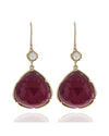 Ruby Slice and Pearl Drop Earrings